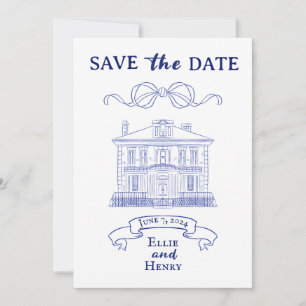 Invitación de Anuncio de Fecha de Boda con Foto Ba