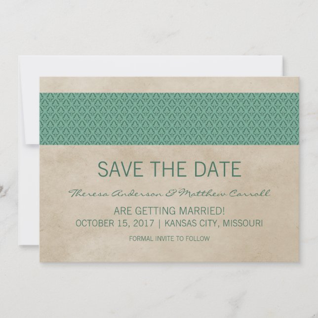 Invitación de anuncio de fecha de boda de Damasco  (Anverso)