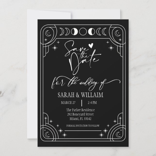 Invitación de Anuncio de Fecha de Boda de Esquelet (Anverso)