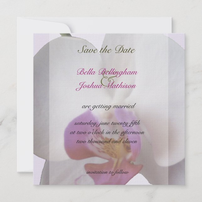 Invitación de Anuncio de Fecha de Boda de Orquídea (Anverso)