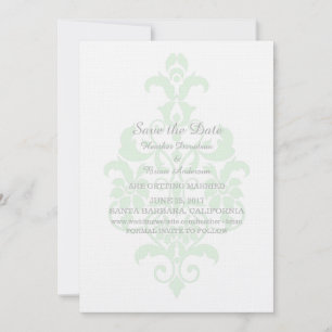 Invitación de anuncio de fecha de boda en verde me