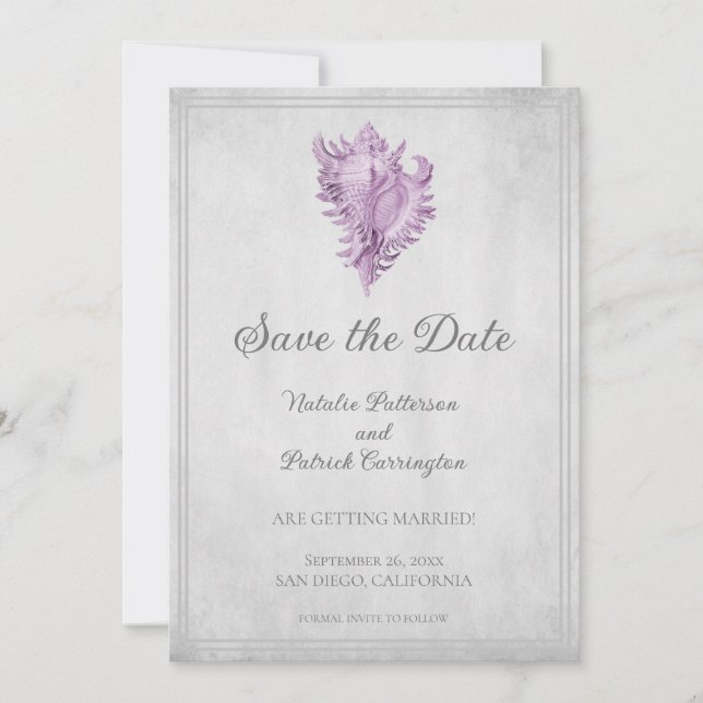 Invitación de anuncio de fecha de boda Magenta Con (Anverso)