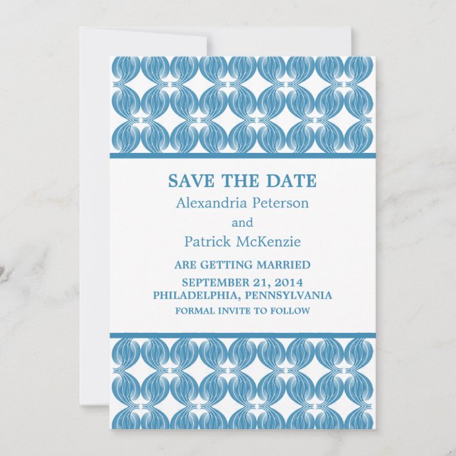 Invitación de Anuncio de Fecha de Boda Modern Deco (Anverso)