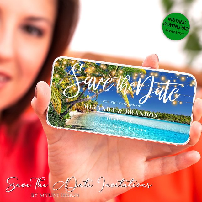 Invitación de Anuncio de Fecha de Boda Playa Tropi (Subido por el creador)