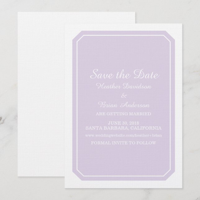 Invitación de anuncio de fecha de boda Simply Eleg (Anverso / Reverso)