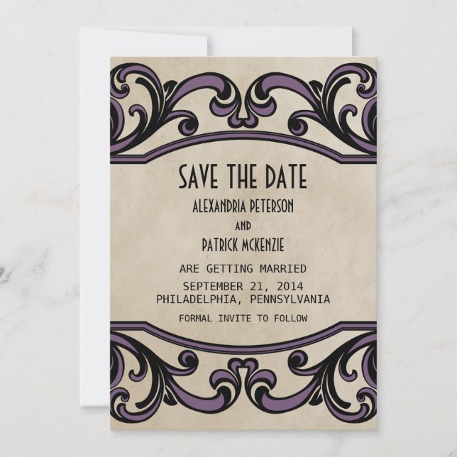 Invitación de anuncio de fecha de bodas con remoli (Anverso)