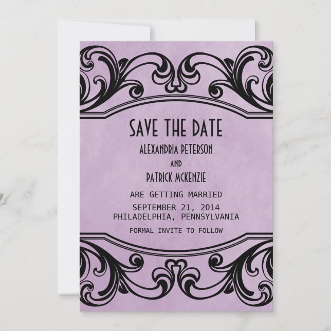 Invitación de anuncio de fecha de bodas con remoli (Anverso)