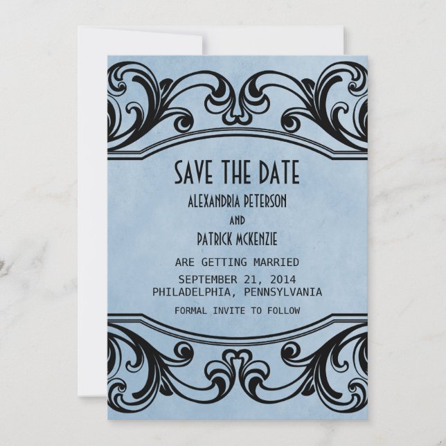 Invitación de anuncio de fecha de bodas con remoli (Anverso)