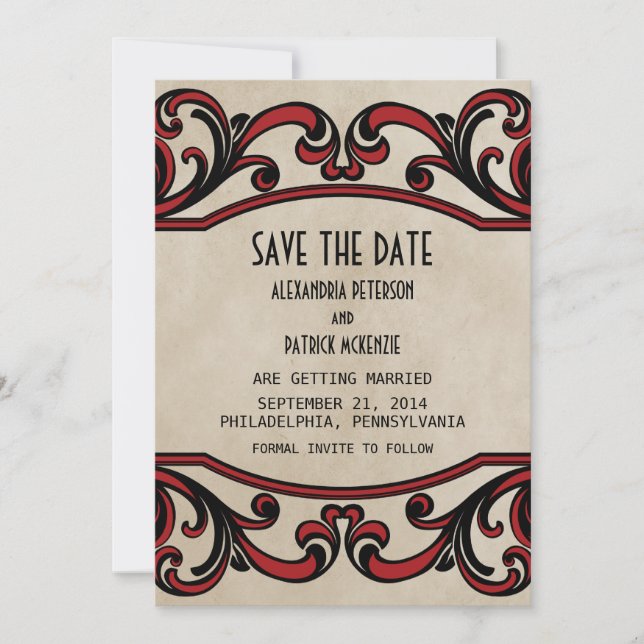 Invitación de anuncio de fecha de bodas con remoli (Anverso)