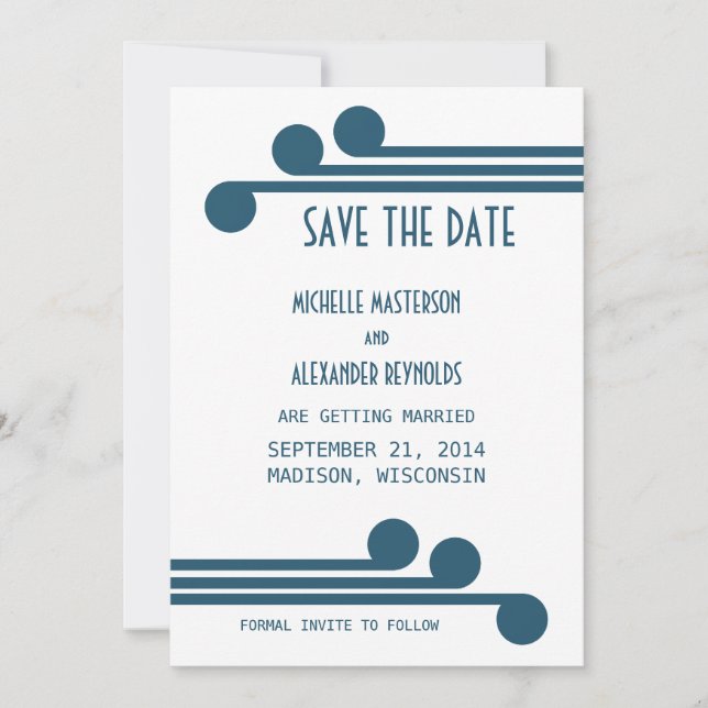 Invitación de Anuncio de Fecha de Guardado Chic De (Anverso)
