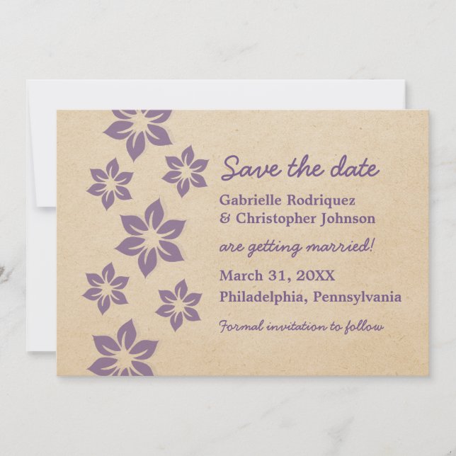 Invitación de Anuncio de Fecha de Salvación Floral (Anverso)