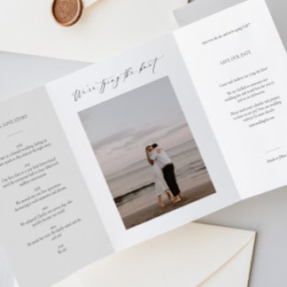 Invitación de Anuncio de Fecha de Trifolio con Fot