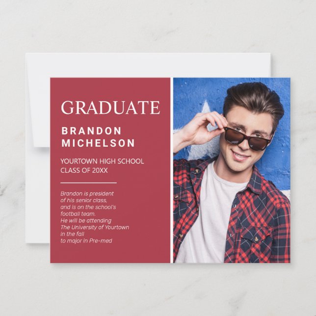 Invitación de Anuncio de Fiesta de Graduación en R (Anverso)