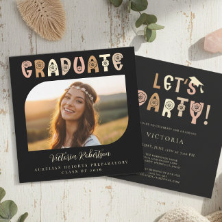 Invitación de anuncio de foto boho negra