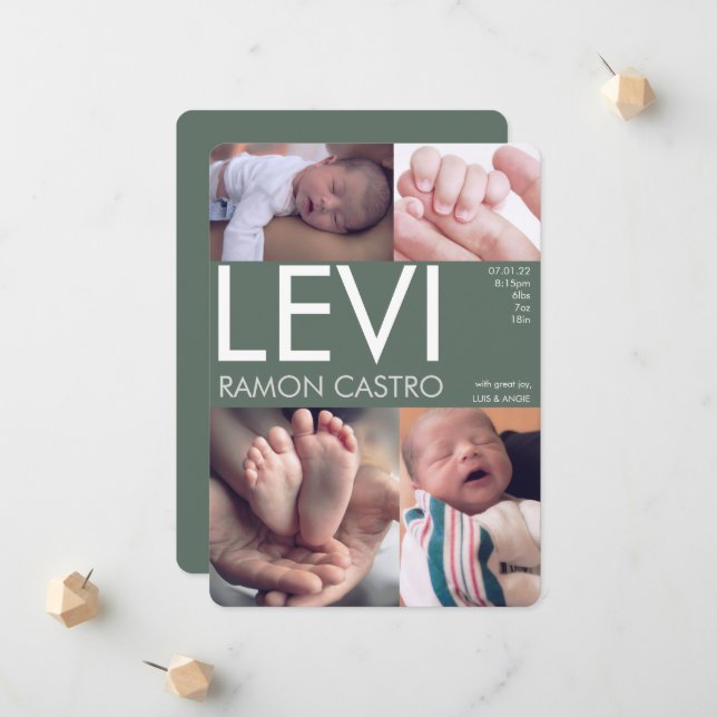 Invitación DE ANUNCIO DE FOTO DE BEBÉ (Anverso/Reverso In Situ)