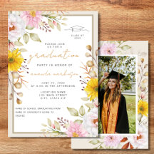 Invitación de Anuncio de Graduación Floral de Prim