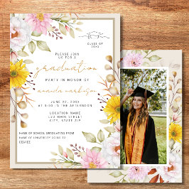 Invitación de Anuncio de Graduación Floral de Prim