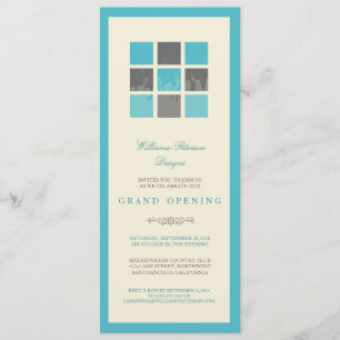 Invitación de apertura de bloques modernos (aqua)