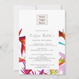 Invitación de apertura de negocio de estilo tropic