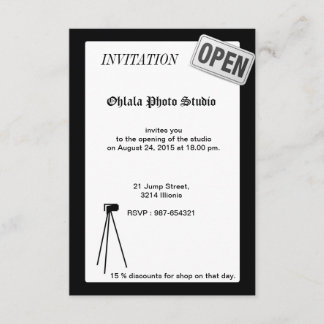 Invitación de apertura de Photo Studio