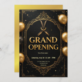 Invitación de apertura Premium Black & Gold Grand