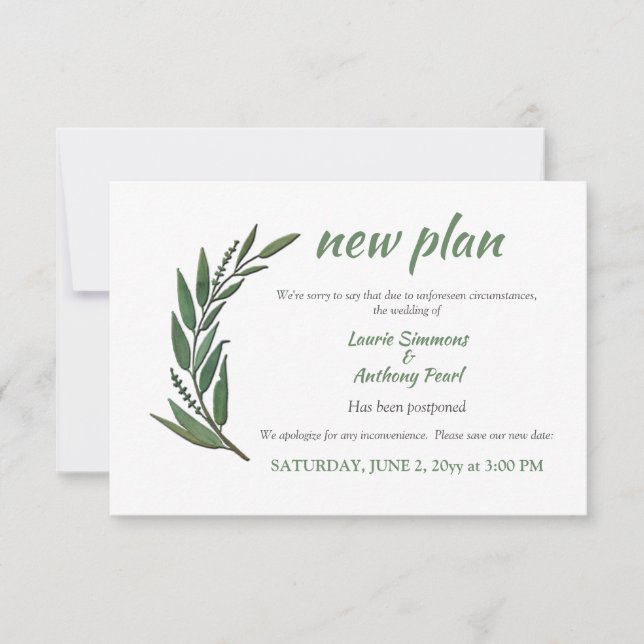 Invitación de aplazamiento (Anverso)