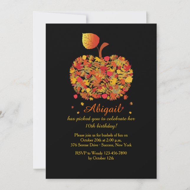 Invitación de Apple de otoño (Anverso)