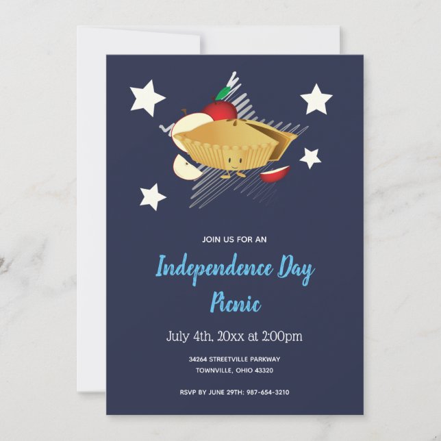Invitación de Apple Pie del 4 de Julio Personaliza (Anverso)