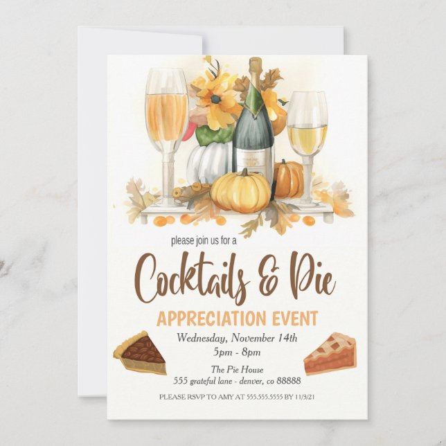 Invitación de Apreciación de Cócteles y Tarta (Anverso)