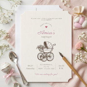 Invitación de Aqeeqah de Cochecito de Bebé Vintage
