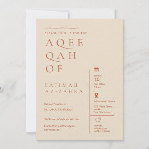 Invitación de Aqeeqah islámica beige de lujo edito
