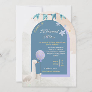 Invitación de Aqiqah para bebé niño  Arco azul edi