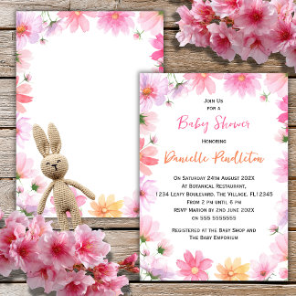 Invitación de Aquarela Floral para Fiesta de Bebé
