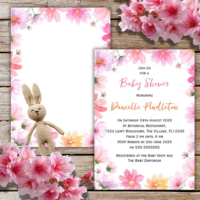 Invitación de Aquarela Floral para Fiesta de Bebé (Subido por el creador)