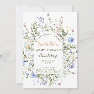 Invitación de Aquarela para Baby Shower de Niña co