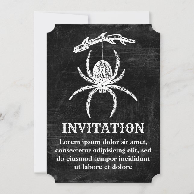Invitación de araña gótica colgando de una rama (Anverso)