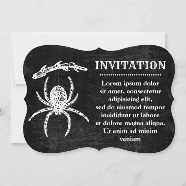 Invitación de Araña Gótica Colgando de una Rama (Anverso)