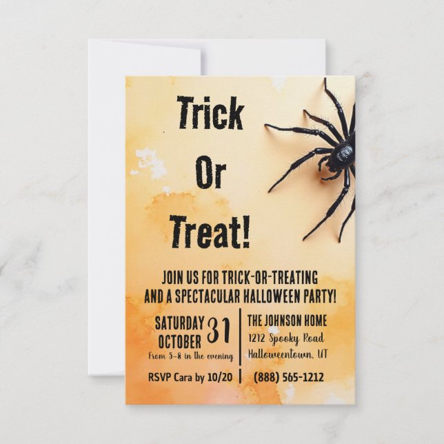 Invitación de Araña Negra Espeluznante (Anverso)