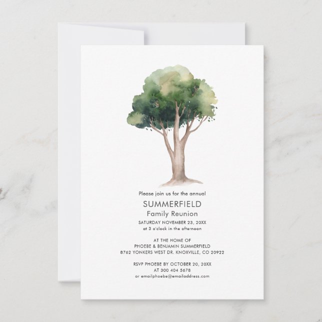 Invitación de árbol acuático de reunión familiar m (Anverso)