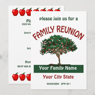 Invitación de árbol de manzanas de Reunión familia
