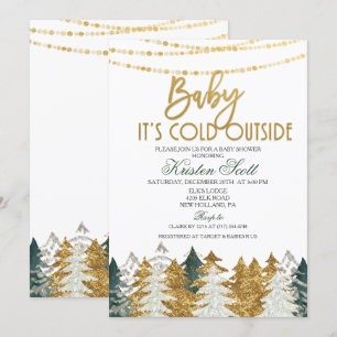 Invitación de árbol de Navidad con brillo para bab