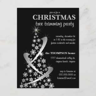 Invitación de árbol de Navidad con copo de nieve y