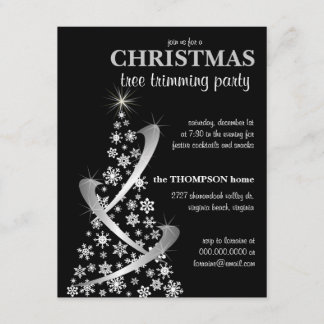 Invitación de árbol de Navidad con copo de nieve y