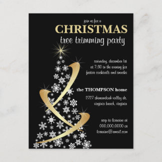 Invitación de árbol de Navidad con copo de nieve y