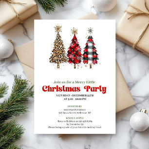 Invitación de árbol de Navidad con estampado de le