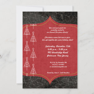Invitación de árbol de Navidad de contorno blanco