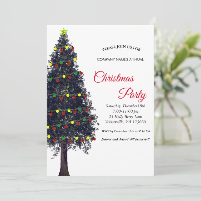 Invitación de árbol de Navidad festivo elegante (Anverso de pie)