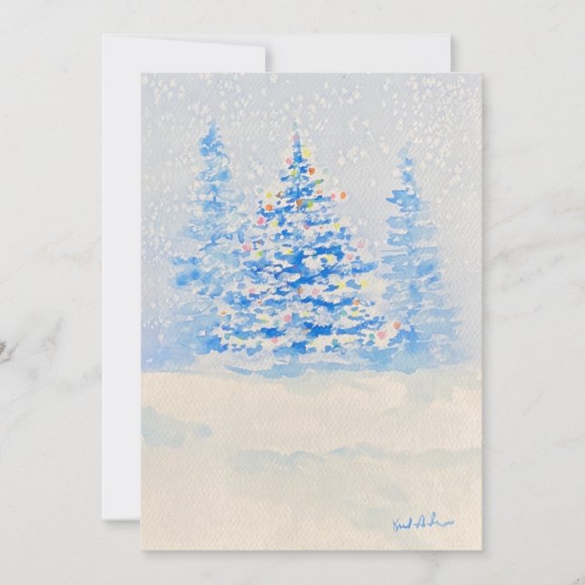 invitación de árbol de navidad nevada (Anverso)