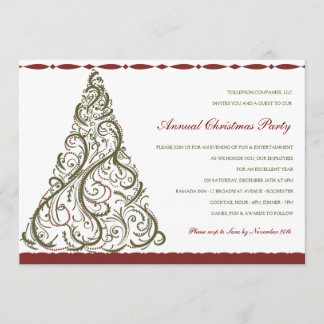 Invitación de árbol de Navidad vintage