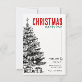 Invitación de árbol de Navidad vintage
